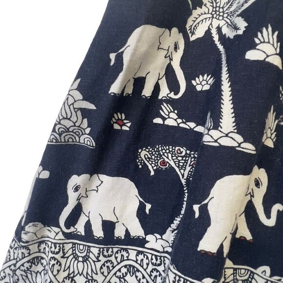 Loft linen blend Elephant Print Skirt mp - Picture 4 of 16
